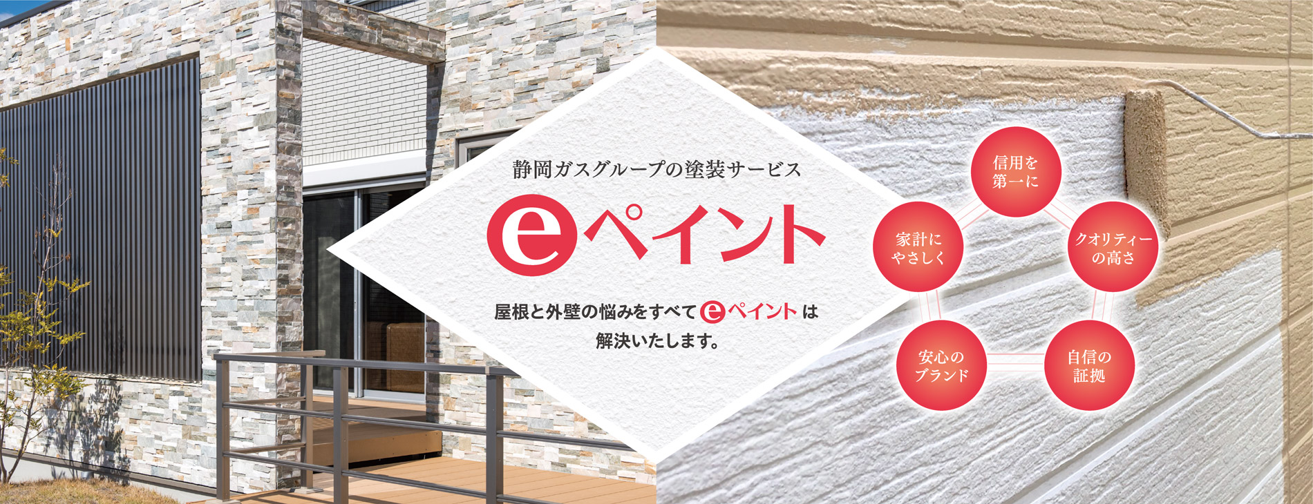 静岡ガスグループの塗装サービス「eペイント」屋根と外壁の悩みをすべてeペイントは解決いたします。